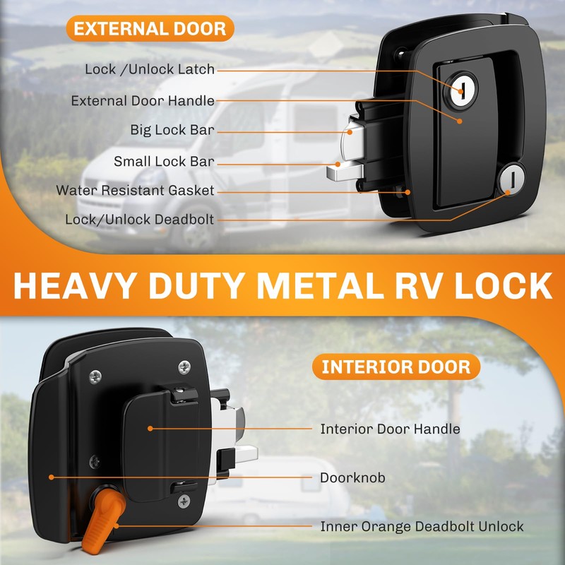 WELLUCK RV Door Lock Replacement with Paddle Deadbolt, 100% Metal