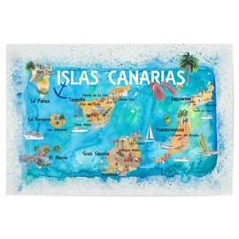 artboxONE Poster 30 x 20 cm Travel / Beach and Sea Canary Islands Illustrated Map - Picture Gran Canaria