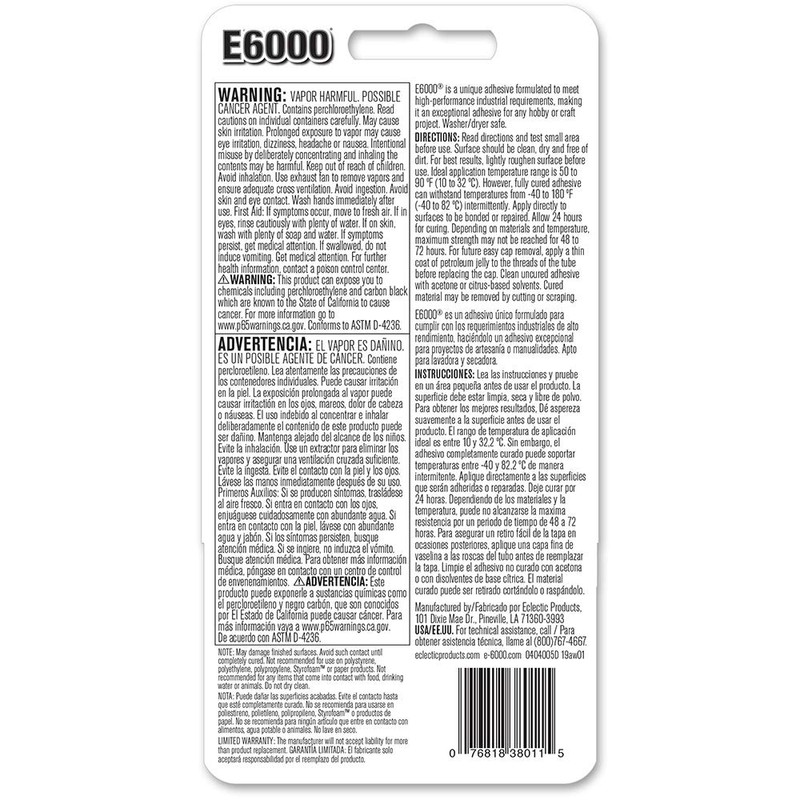 E6000® 237039 Multipurpose Adhesive, Black, 2 oz