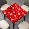 Merry Fitted Christmas Tablecloth Square, White Snowflake Red Xmas Elastic