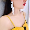 Long Hanging Tassel Rose Flower Petal Earrings Resin Statement Hanging