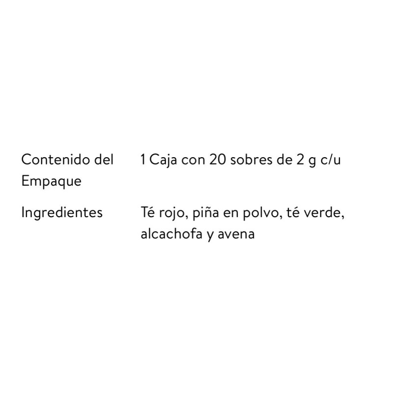 Therbal Te de piña con alcachofa avena te verde te