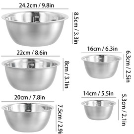 volumoon Stainless Steel Mixing Bowl Set, 5 Pieces, Multifunctional as Mixing Bowl, Serving Bowl, Stackable for Kitchen, Metal Bowl for Baking, Cooking, Food Storage (14/16/20/22/24 cm)