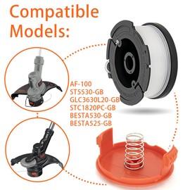Strimmer Spool Compatible with Black+Decker Strimmer - Replaces A6485, A6481, AF-100, ST5530-GB, GLC3630L20-GB, STC1820PC-GB, BESTA530-GB, BESTA525-GB, with 1