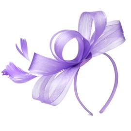 Needzo Purple Fascinator Kentucky Derby Headband for Women, The Oaks, and Tea Party Hair Accessory, Clip Option, One Size