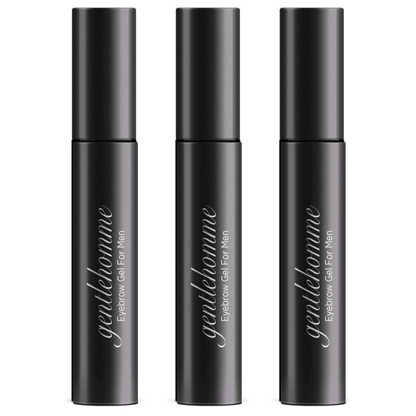 3 Pack - Gentlehomme Men's Eyebrow Gel and Fixing Gel with Spiral Brush for Fixing Eyebrows or Facial Hair, Eyebrow Serum Enhancer Gel, Durable and Long Lasting - 5ml
