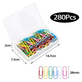 Eupneicu Eupneicu Büroklammern Bunt [280 Pcs], Wiederverwendbare Paper Clips Für Büro, Ideal Zum Sortieren Und Befestigen Von Dokumenten, Farbig Sortiert - Ideal Für Haushalt, Büro, Schule, Uni