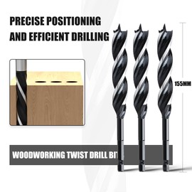 hsawbit Wood Drill Bits, 3pcs x 18mm x 155mm Auger Drill Bit Extra Long Drill Bits Wood Plastic, Drywall Woodworking Hole Drill Bit