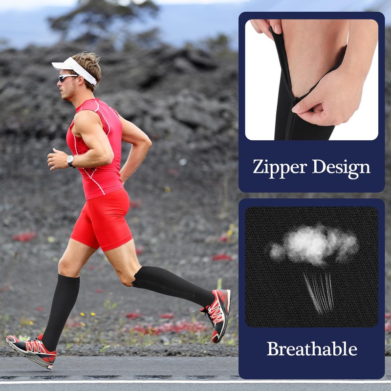Tarpop 4 Pairs Men Zipper Compression Socks Colorful 20-30mmhg Compression