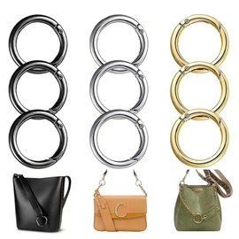 TICKLELY Pack of 9 Carabiner Hooks - Premium Stainless Steel Carabiner Round, Key Rings, Key Ring Carabiner in Gold, Large and Small Snap Hook