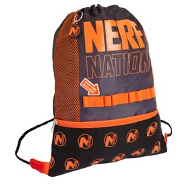 Boys Nerf Drawstring Gym Bag Kids Sports Swimming School PE Kit Bag Keyring Nerf Battle Bag