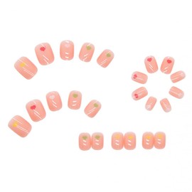 24 Pcs Nail Tips Girly Nails Fresh Heart Shape Fake Nails for Take Pictures for Weddings, Coming-of-age Ceremonies, Parties, After-parties, Pearls, Rhinestone