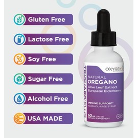 Oxygen Nutrition Triguard Oil of Oregano Drops, Olive Leaf Extract, Elderberry Extract Liquid Tincture Supplement 2 fl oz | Gut Health, Immune Support & Energy | Alcohol-Free | Organically Grown