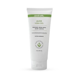 Coral Safe Pure Aloe Vera Gel - Made with Organic Aloe - Pressed from Fresh Aloe Leaves - 99% Aloe for Hair, Skin & Sunburn Relief - Hydrating, Non-Greasy Formula - Unscented -for Daily Use 5 oz.