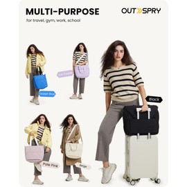 OutSpry Womens Tote Bag with Zipper, Puffer Large Tote Bag 15.6" Laptop Tote Bag for Women with Trolley Sleeve for Travel Gym Work College, Ocean Blue