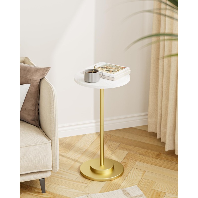 Masupu Drink Table, Round Side Table for Small Spaces, Pedestal