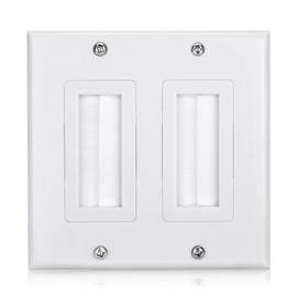 Brush Wall Plate Decora Style, Cable Pass Through Faceplate Insert for Wires, Single Gang Cable Access Strap, Wall Socket for HDTV, HDMI, Wall Cables Brush Plate