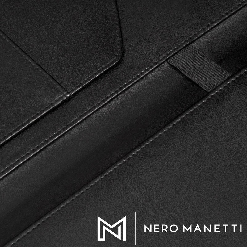 NERO MANETTI- Leather Portfolio Folder - Business PU Leather Portfolio