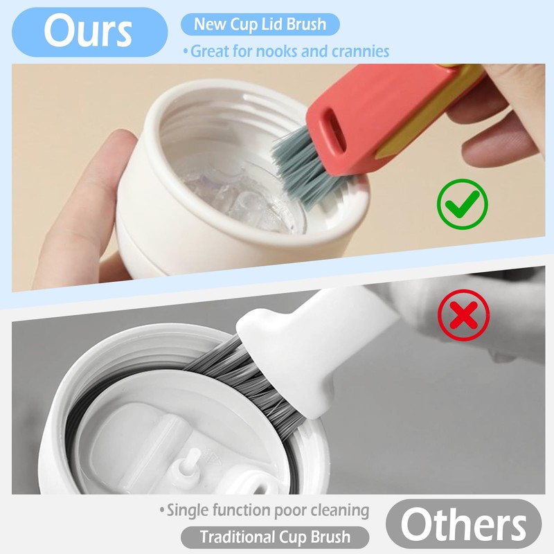 6 Pack 3 in 1 Cup Lid Gap Cleaning Brush