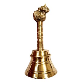 AKANKSHA ARTS Pooja Bell with Nandi Sitting on top Made of Top Brass - 12 cms high