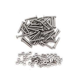cSeao Juego de tornillos de máquina Phillips de cabeza pan M3 x 25 mm, 40 piezas, con tuercas hexagonales, acero inoxidable 304