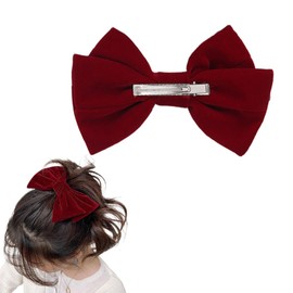 Barrette Ribbon, Black, Velour, Red, Hair Ornament, Large, Hair Clip, Scrunchy, Hair Accessories, Hairpin, Hair Elastic, Adult (Red, Small Barrette)