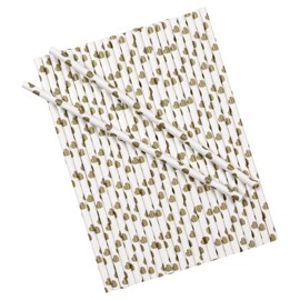 Neviti Paper Straws - Hearts - Gold, Pack of 25