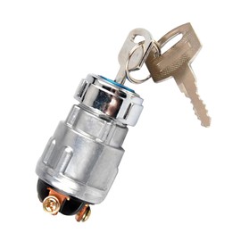 Bawkars Car Ignition Switch with 2 Keys, Waterproof Starter Replacement Parts, ON Off Start Ignition Switch Lock for Vehicle Truck Forklift Tractor (Silver)