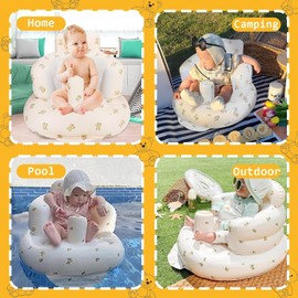 Inflatable Baby Chairs, Inflatable Baby Seats for Infants 3 Months and Older, Baby Floor Seats for Sit Up, Portable Baby Floor Seats, Baby Seats for Family and Travel, Thickened Version, Flower