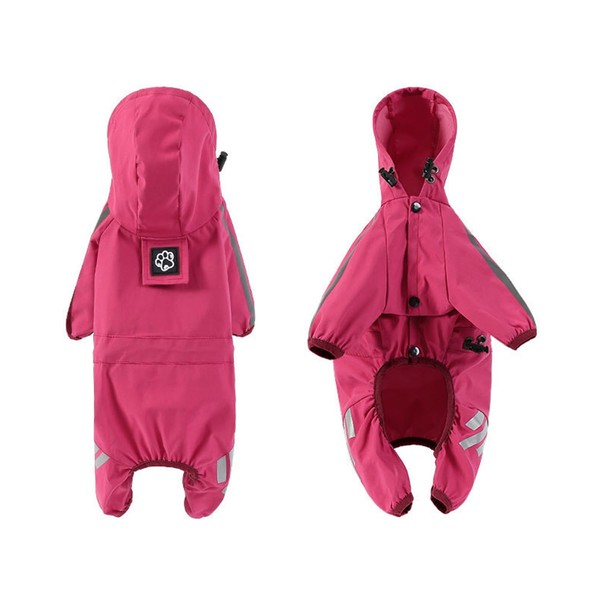 Adjustable Dog Raincoat with Reflective Strip, Waterproof Pet Rain Jacket,