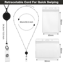 Zonon Lanyards for ID Badges Badge 4 Pack Stainless Steel Badge Lanyard with 8 Pcs ID Holder Retractable for Teacher Nurses Cruise Ship Girl Women