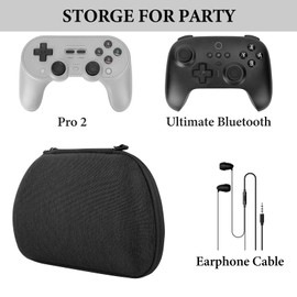 GEEKRIA Controller Travel Case Compatible with 8BitDo Pro 2/Ultimate Bluetooth Controller, Hard Shell Carrying Bag, Protective Storage with Internal Mesh Pocket for Charging Cable (Grey)