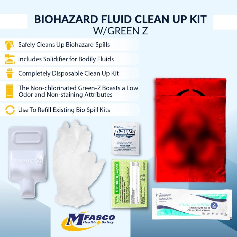 MFASCO Bloodborne Pathogens Spill Kit - Cleaning Bag, Disposable Vomit
