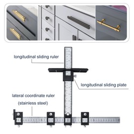 Cabinet Hardware Jig, Adjustable Punch Locator Drill Guide,Wood Drilling Dowelling Guide for Installation of Handles Knobs on Doors and Drawer, Cabinet Template Tool for Handles and Pulls