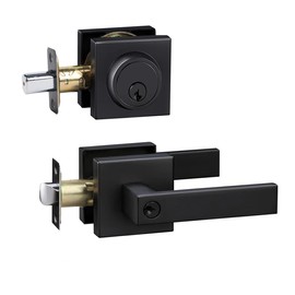 Cielsa Dawn Front Door Lock Set Exterior Door Lock Set,Door Handle with Single Cylinder Deadbolt Lock,Keyed Alike Door Locks for Front Door(Matte Black,1Pack Set)