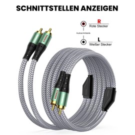 RAWAUX RCA Cable 3 m, RCA Stereo Audio Cable 2 x RCA Male to 2 x RCA Male Subwoofer Audio Cable for Speakers, Amplifiers, Home Cinema, TV and Hi-Fi Systems