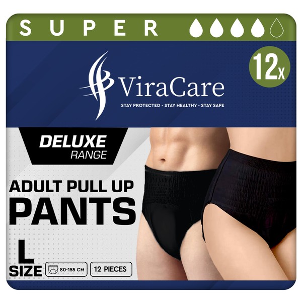 12 x Black Incontinence Pants Women & Men | Super