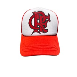 Flamengo Soccer Club Trucker Hat, Red and White Mesh Snapback Cap, Unisex