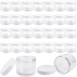 30 Pcs 10 oz Plastic Jars with Lids Wide Mouth Clear Food Storage Containers Empty Cosmetics Containers Craft Storage Favor Jars for Kitchen Storage Spices Dry Food Body Butter Making