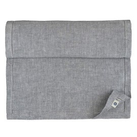 Linen & Cotton Luxury Hemstitched Table Runner SCANDI, 100% Linen - 44 x 180cm (17.6'' x 72''), Grey/Silver
