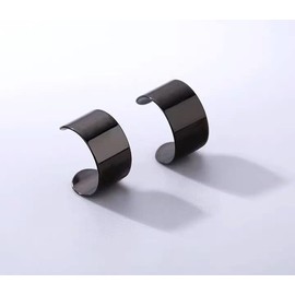 S925 Sterling silver threader earrings & ear cuff Double line no piercing earrings set Fake piercing Connected chain Sister (Black)