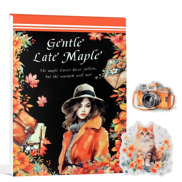 Dwpetzo Autumn Journal Sticker Book for Junk Journaling, 20 Sheets