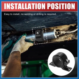 A ABSOPRO Car Oil Fuel Gas Pump Mounting Bracket 46mm Single Clamp Cradle Aluminum Alloy Black Item Replacement