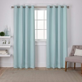 Exclusive Home Curtains Exclusive Home Curtains Sateen Twill Woven Room Darkening Blackout Grommet Top Curtain Panel Pair, 52"x84", Seafoam