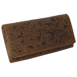 Large Women's Long Purse, Natural, RFID Protection, Genuine Leather, Dark Brown Vintage Collection, Purse for Women, Purse, Women's Long Purse, Wallet with Many Compartments, brown, Classic