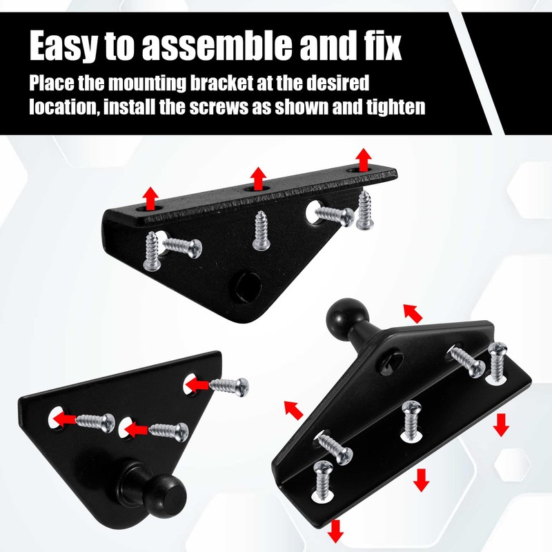 4pcs 10mm Ball Stud Mounting Brackets, Black Gas Struts Mounting