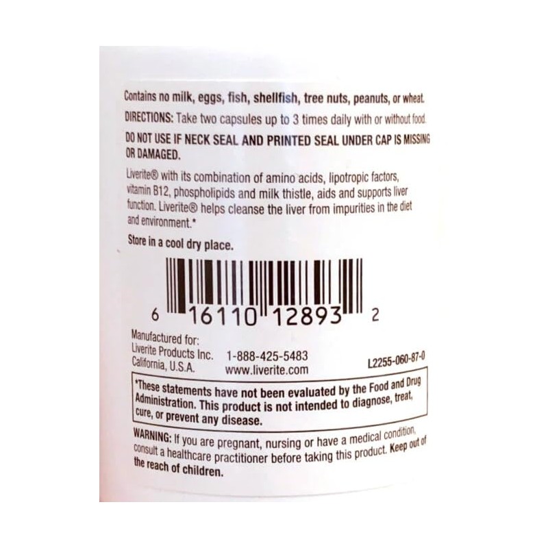Liverite Liver Aid with Milk Thistle 2-Pack 150 Capsules (Total