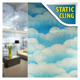Buydecorativefilm BDF 1CCCB Window Film Non-Adhesive Cotton Candy Cloud Blue Static Cling - 36in X 82ft