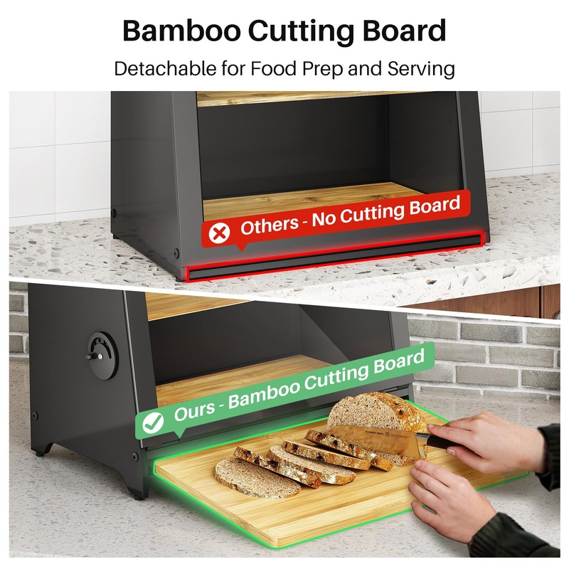 SNTD Bread Box for Kitchen Countertop, Airtight Homemade Bread Storage