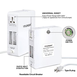Yinleader Voltage Converter 110V to 220V Step Up Transformer Using 220/230/240 Volt European Asian Appliances in US (1000W)